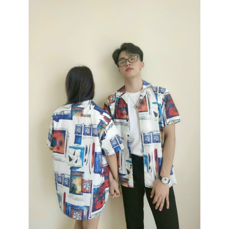 Áo Sơ Mi From Rộng Phong Cách Unisex Hàn Quốc,Quốc Dân