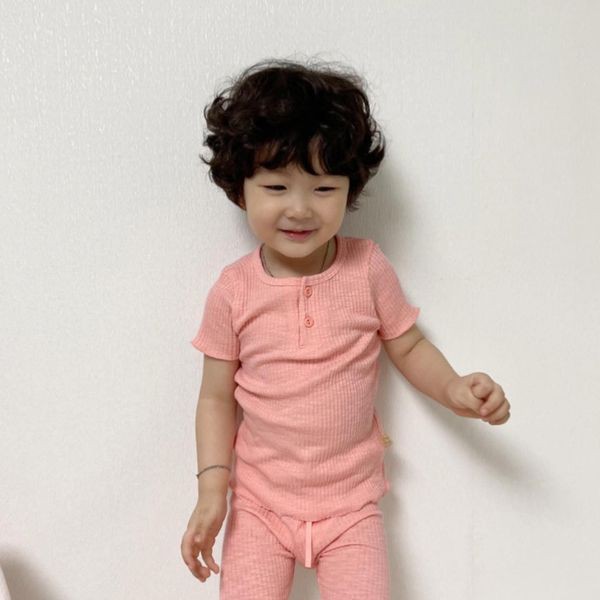 Bộ Thun Gân Cộc Tay Mùa Hè Nội Địa Hàn Cho Bé Chất Co Giãn Siêu Thoáng Mát Cho Bé