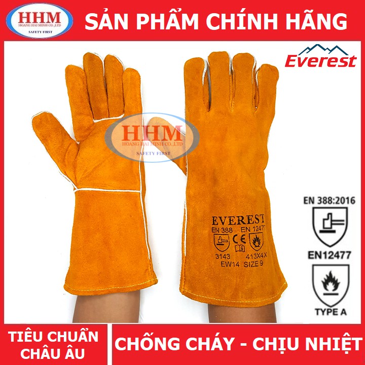 Găng tay da thợ hàn Everest chống cháy, chịu nhiệt