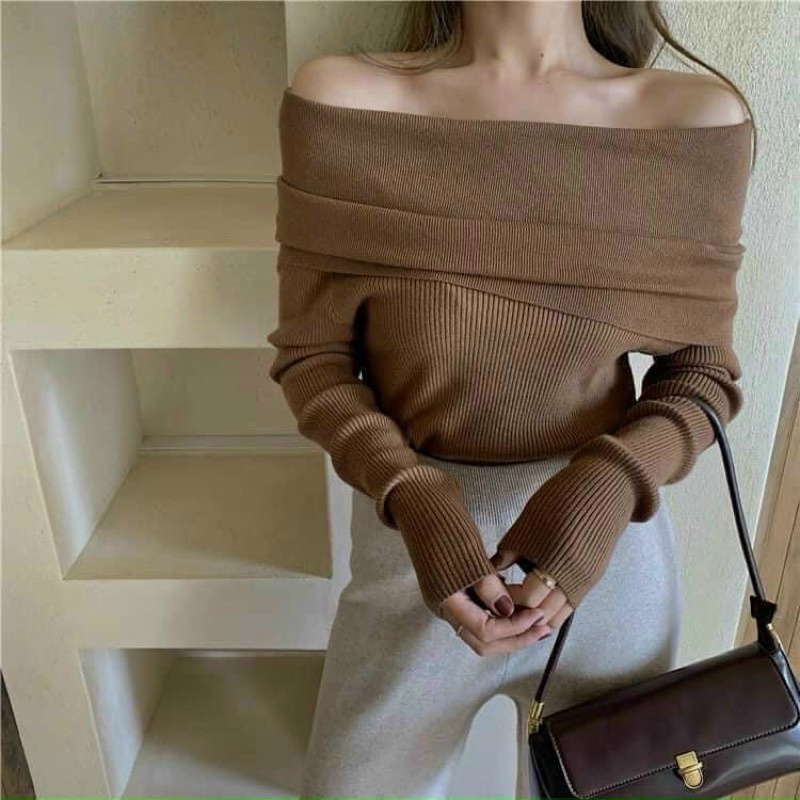 Áo Len Trễ Vai Phong Cách Hàn Quốc