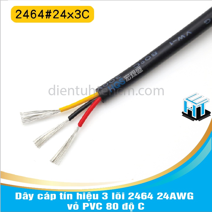 Dây cáp tín hiệu 3 lõi 2464 24AWG 0.2mm2 vỏ PVC 80 độ C