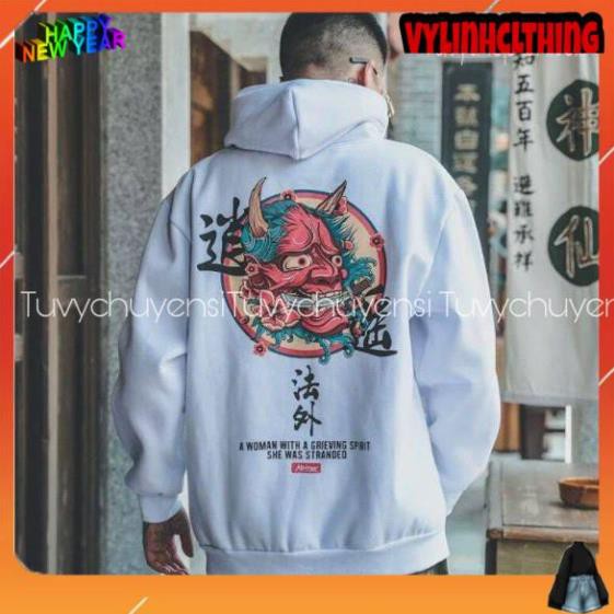 Áo hoodie nam TUVY hoodie nam form rộng dày msicrow mặt quỷ nỉ unisex in 5D màu đen trắng