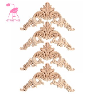 Set 4 khối gỗ chạm khắc họa tiết chuyên dụng trang trí góc tường độc đáo