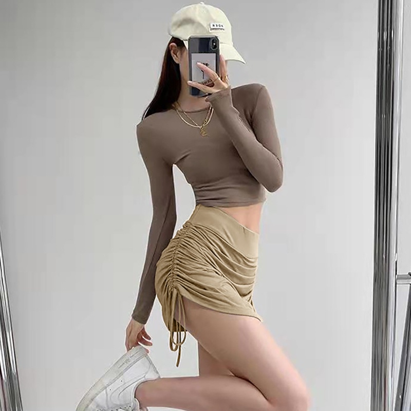 Chân Váy Bút Chì Lưng Cao Phối Dây Rút Thời Trang