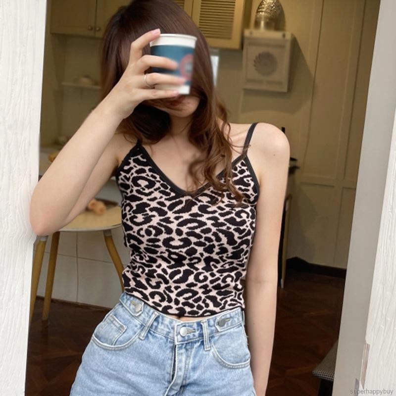 Áo Hai Dây Dệt Kim Họa Tiết Da Báo Quyến Rũ Cho Nữ | BigBuy360 - bigbuy360.vn