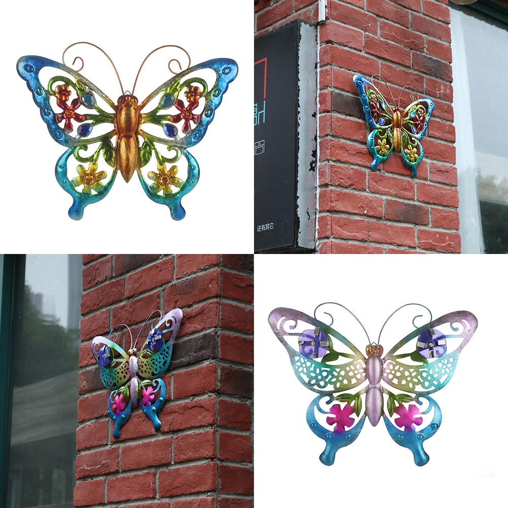 MIOSHOP Large Metal Butterfly Home Wall Art Garden Decorative 3D Beautiful Fence Ornament Courtyard Hanging Sculpture