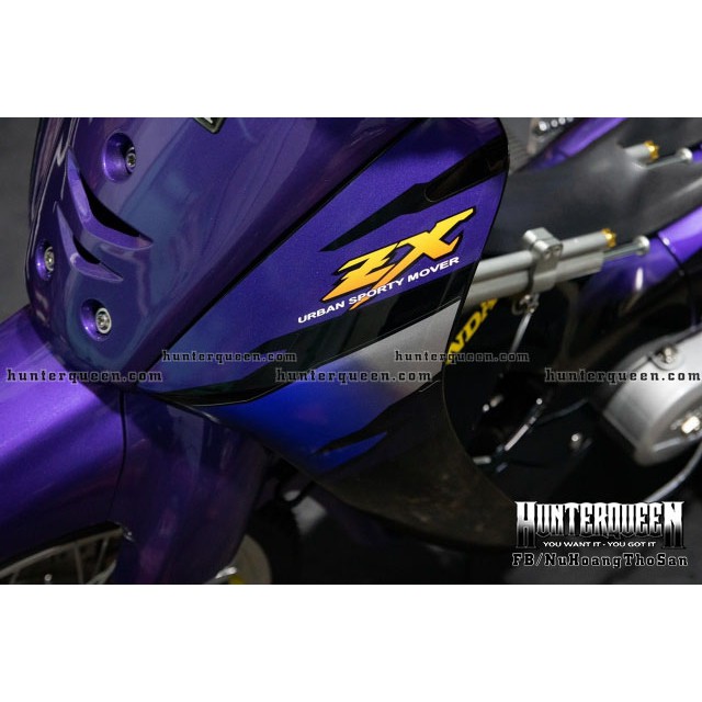 Tem rời WAVE nhỏ. Chế tem ZX tím đen nổi bật. Decal bền đẹp không bay màu