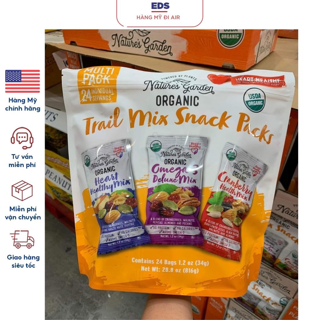 Hạt mix tổng hợp date 7/2024 trái cây sấy hữu cơ Nature's Garden Trail Mix - EDS Hàng Mỹ
