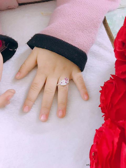 NHẪN MÈO KITTY BẠC CHO BÉ