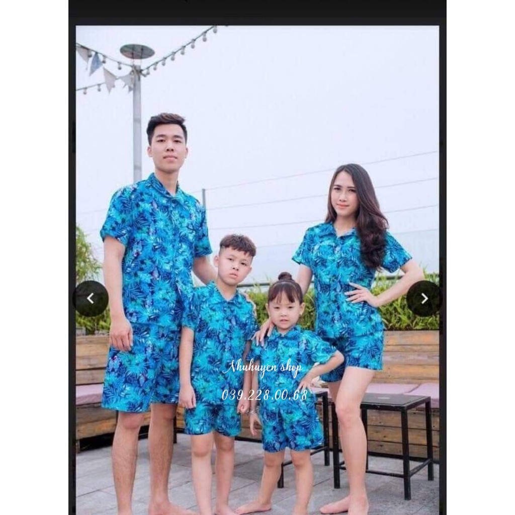 (Tổng kho HCM) Set bộ xanh vẹt đi biển đủ size đến 120kg, chất kate thái - hàng có sẵn - số lượng lớn