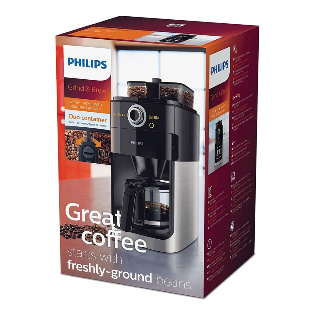 Máy pha cafe Philips HD7769, 9 mức xay, pha vị cà phê tuỳ ý [Nhập Đức chính hãng]