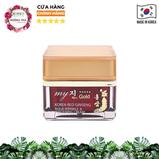 Kem mờ nám, trắng da, chống nhăn từ nhân sâm đỏ MY GOLD KOREA RED GINSENG AQUA WRINKLE & WHITENING CREAM 50ML