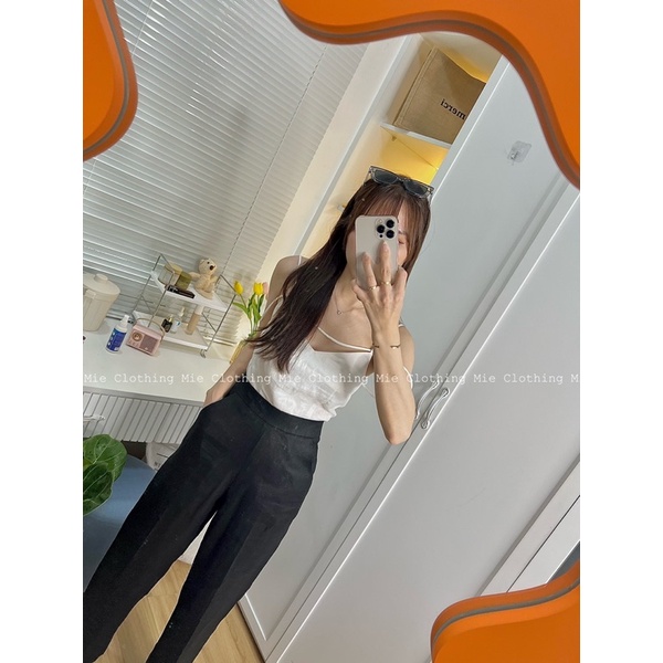 MIE MIN Quần Linen Mie khoá kéo sau lưng