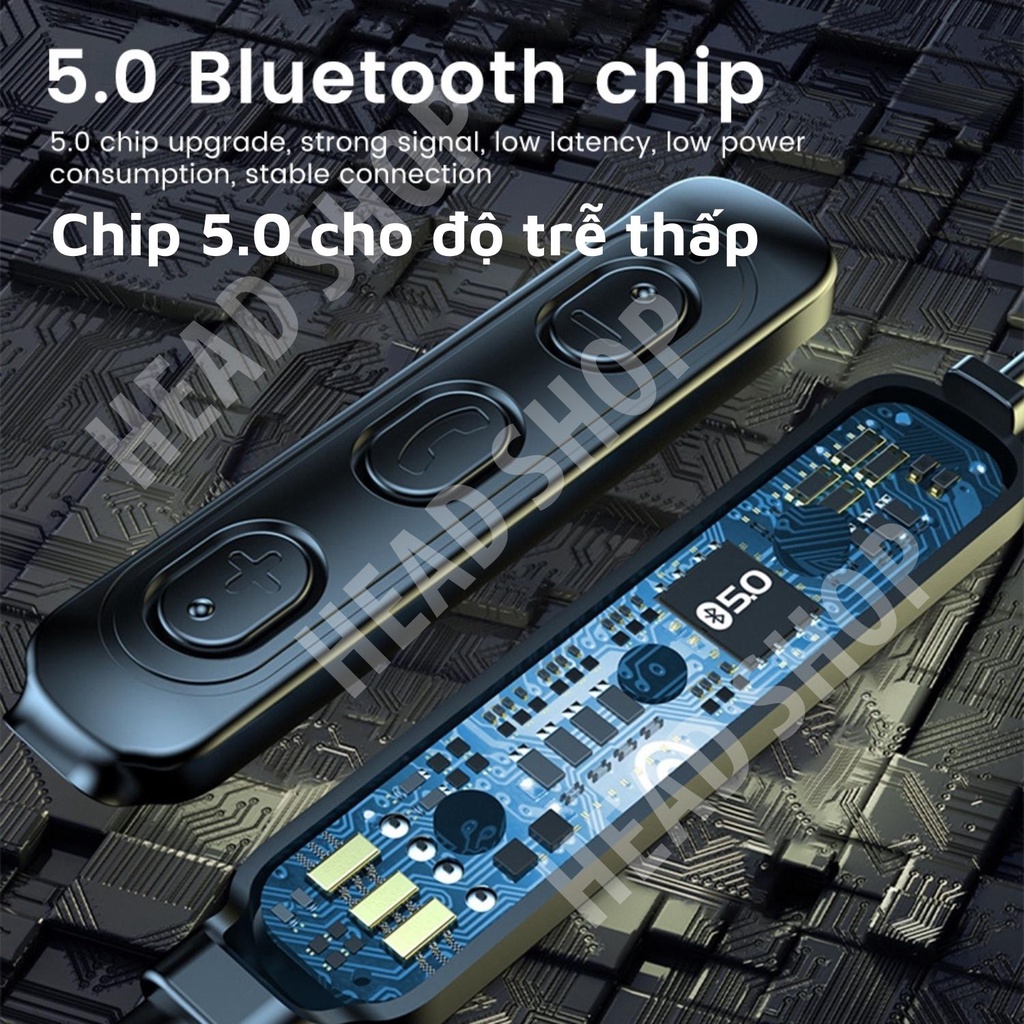 Tai nghe Bluetooth B6 đeo quàng cổ Bluetooth thế hệ 5 thể thao pin trâu khử tiếng ồn HeadShop
