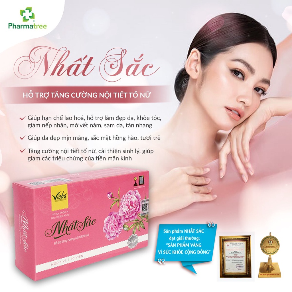 Viên uống Nhất Sắc Hộp 30 viên đẹp da,nở ngực,giảm nhăn,mờ nám,hết sạm,tàn nhang,giảm mụn, ổn định kỳ kinh- Vioba