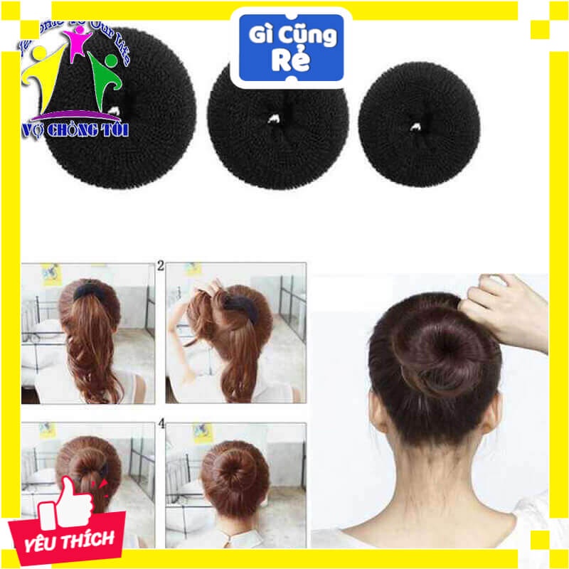 Phụ kiện tóc nữ, dụng cụ búi tóc củ tỏi donut, mouse tròn nhiều size tạo kiểu tóc búi - thương hiệu Vợ Chồng Tôi