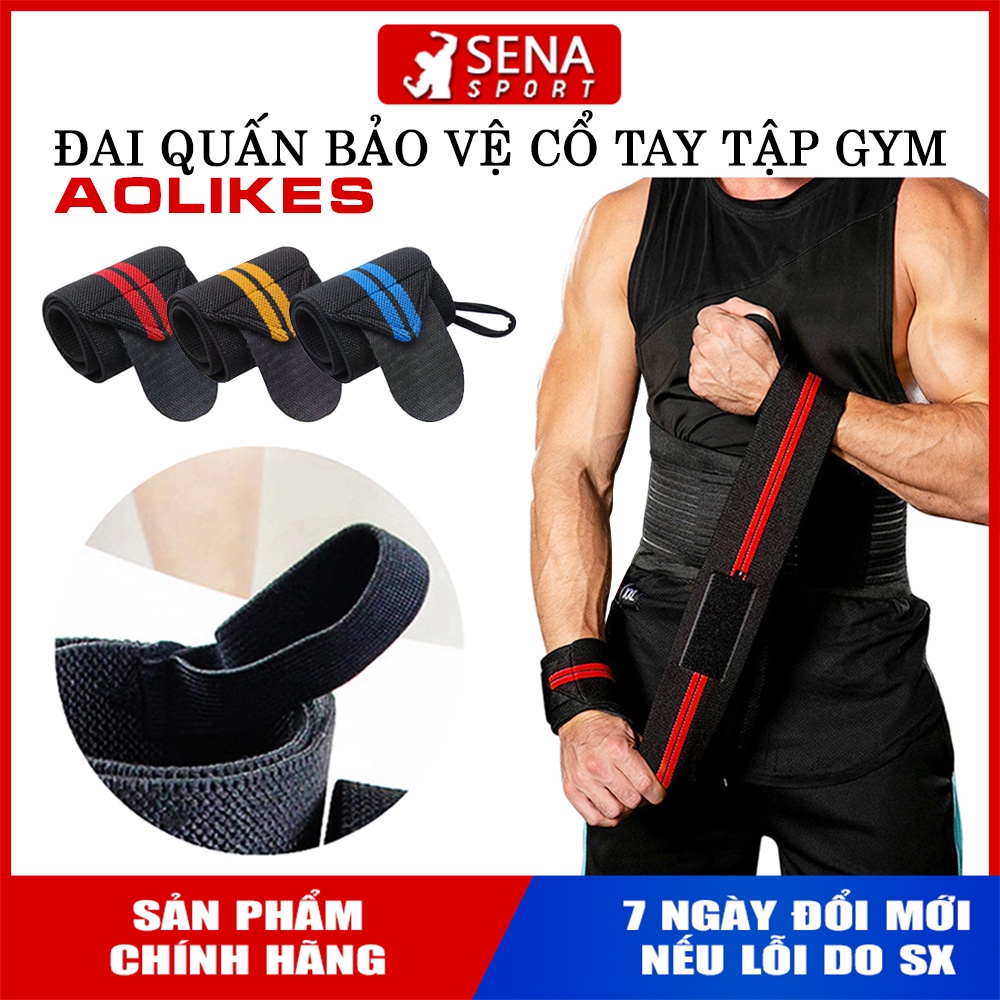 Quấn cổ tay tập GYM, Băng bảo vệ cổ tay Aolikes mẫu 2 vạch (1 đôi)