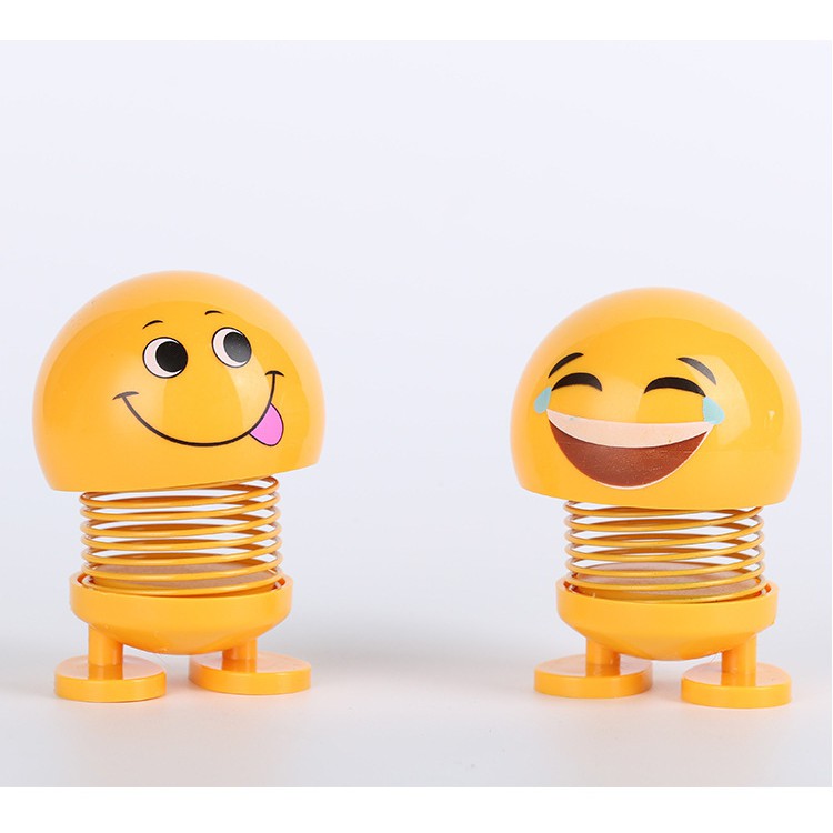 Xe Emoji Shaker Trang trí Nụ cười Đồ trang trí ô tô Lắc đầu Búp bê Giỏ nhựa Spring Man Lắc đầu nảy