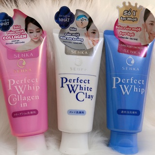 Sữa rửa mặt Senka Perfect White collagen,giúp dưỡng trắng và sạch thẩm thấu da
