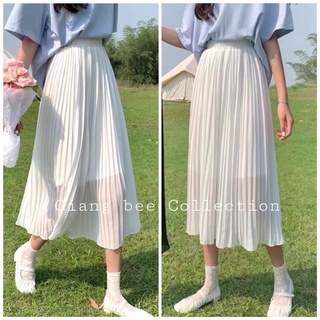 Chân váy voan 2 lớp dáng dài dập ly basic hàng loại 1 - jangmina shop