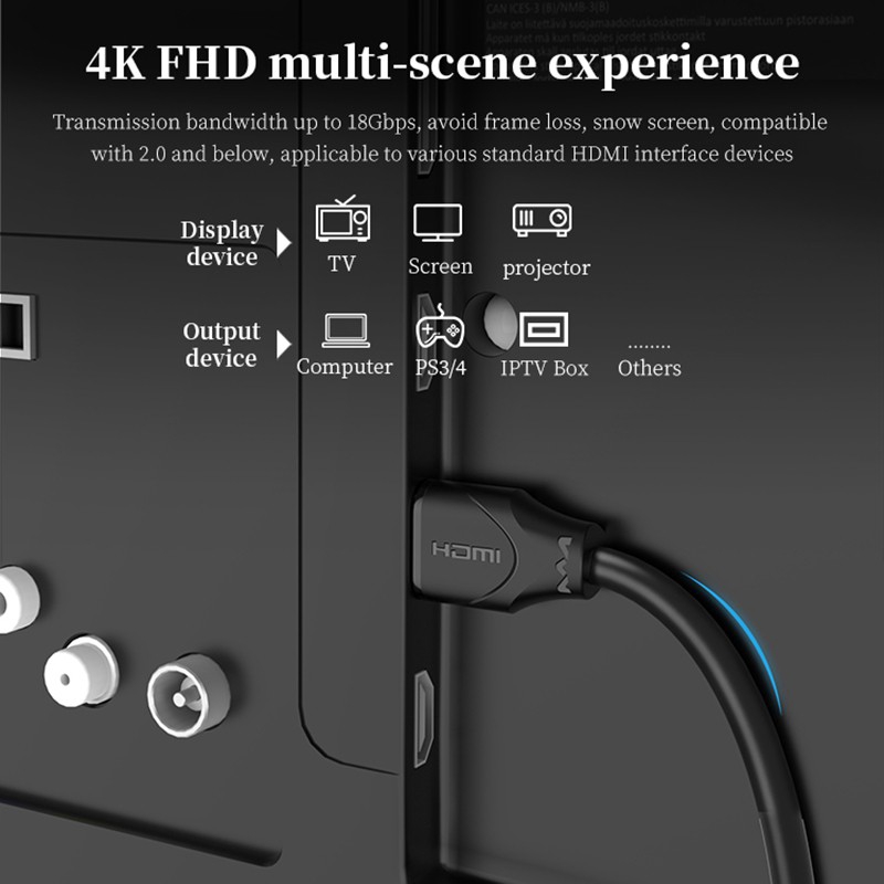 Cáp HDMI 4K 4K/60Hz 3D cho PS4/Astro xe hơi 2160P 3D | BigBuy360 - bigbuy360.vn