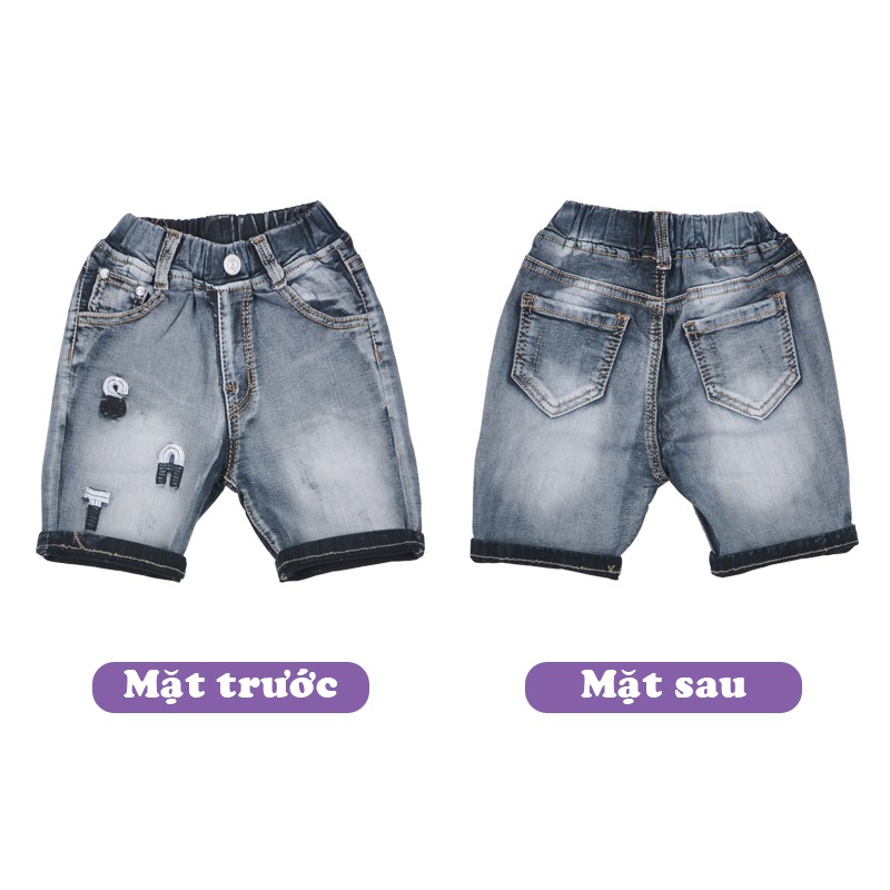 Quần short jean bé trai TrueKids Hàng Xuất Vải Mịn Mềm thêu S.A.T