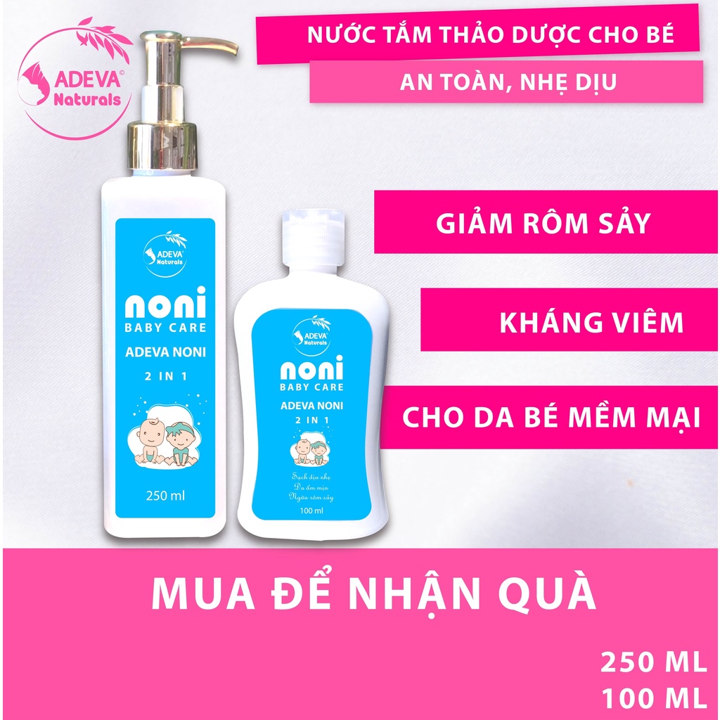 Combo Nước tắm thảo dược cho bé (100 ml và 250 ml) ⚡FREESHIP⚡ Ngăn ngừa rôm sảy cho làn da bé mịn màng - Adeva Noni