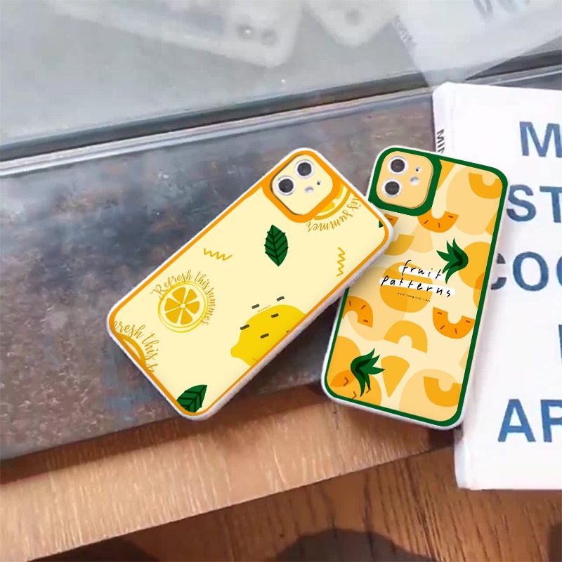 Ốp lưng iphone DỨA CHANH  cạnh vuông  cho iphone 11 7plus 8plus x xsmax 11pro max 12pro 12promax13promax tr1069