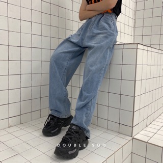 Quần jeans suông móc eo gập X.Y - Q0009