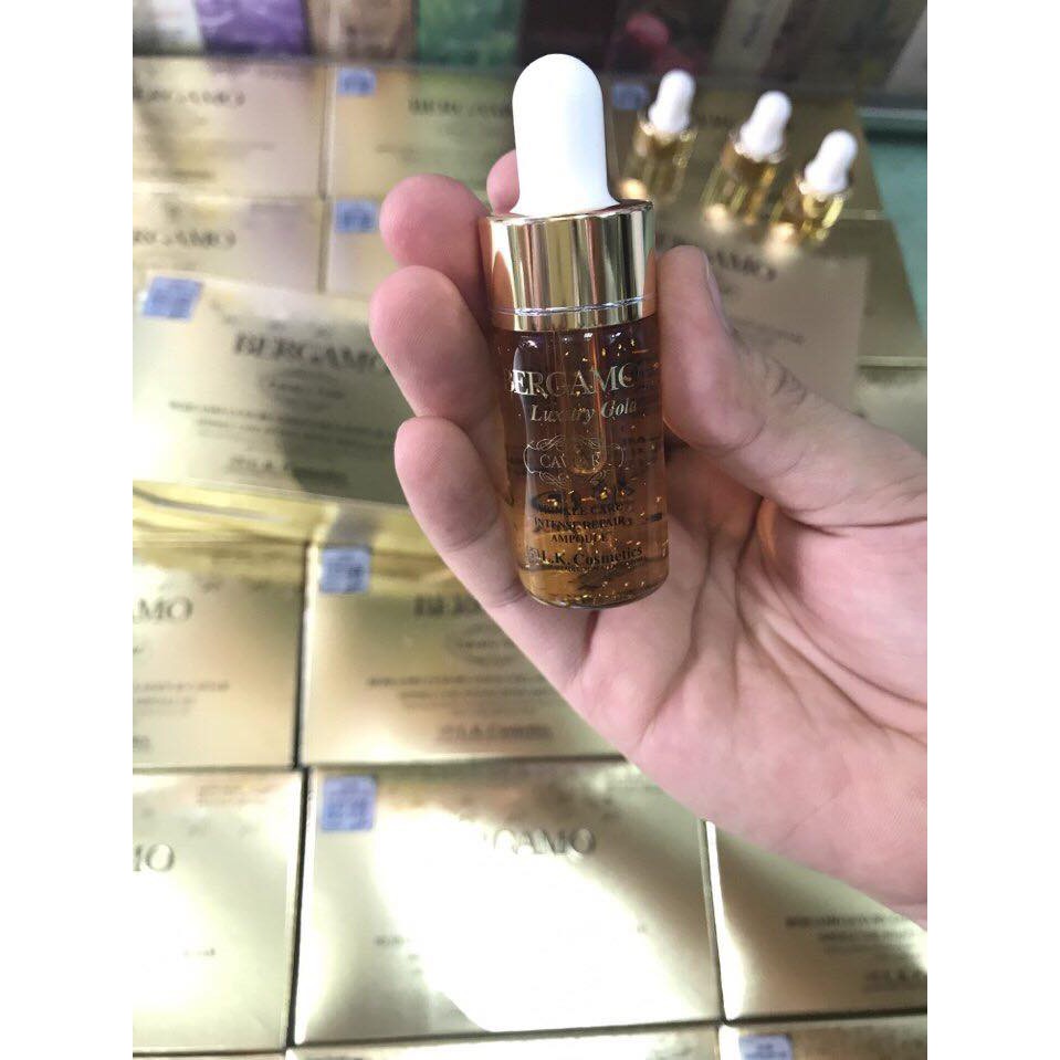 Hộp 4 Chai Tinh Chất Serum Bergamo Luxury Gold Collagen Giúp Căng Da Sáng Mịn Hàn Quốc 8mlx4