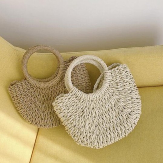 [Ảnh thật] Túi Cói Thiết Kế Cho Nữ Đi Chơi, Đi Biển, Du Lịch ERASHOP 078274 - Quai Tròn Vintage Hot Trend 2021 Rẻ Đẹp