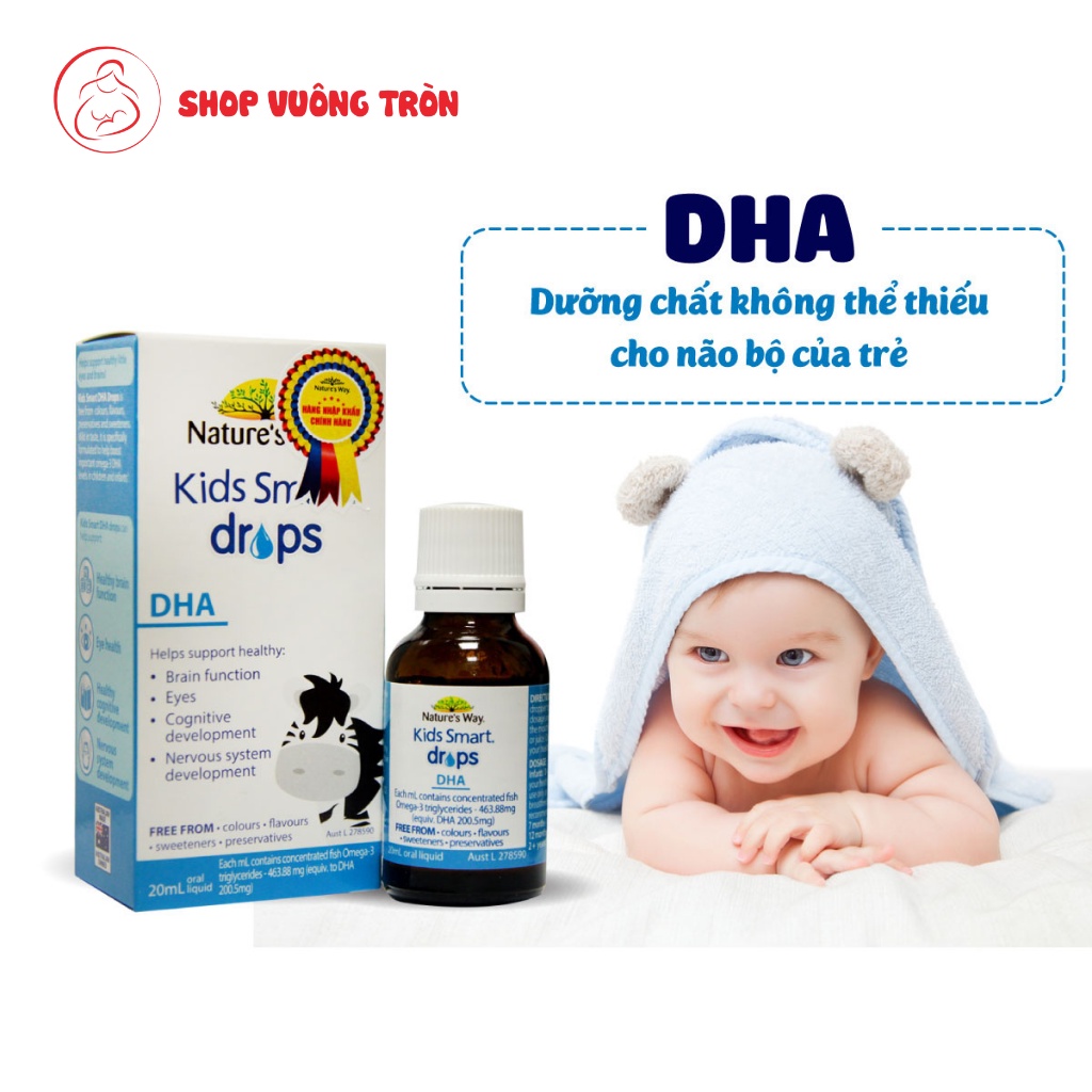 DHA Tăng IQ  Phát Triển Não Bộ Cho Bé Nature's Way Kids Smart Drops Dạng Giot Dung Tích 20ml