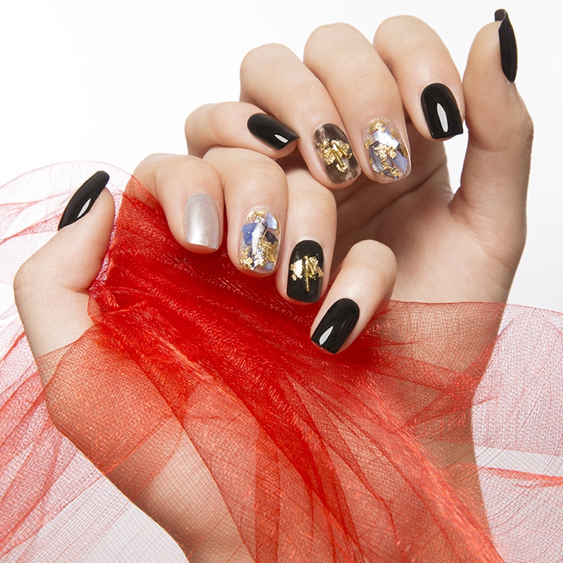 Bộ 1/2/3 hộp lá nhôm sequin 3D màu vàng bạc lấp lánh trang trí móng tay