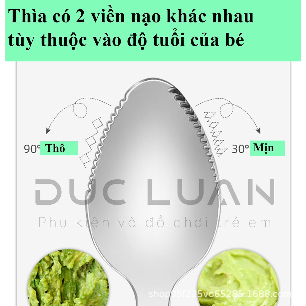 Thìa nạo hoa quả 2 đâu cho bé ăn dặm - Thìa ăn dặm cho bé