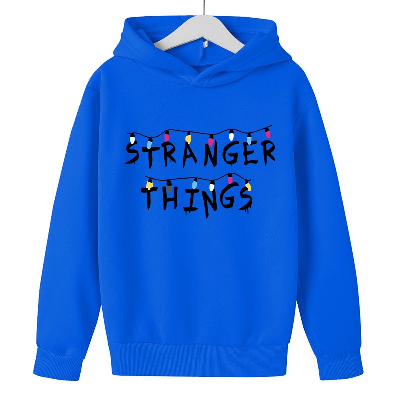 Áo Hoodies Có Nón Dài Tay In Nhân Vật Hoạt Hình Stranger Things Cho Bé