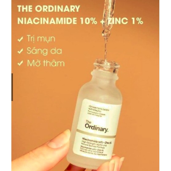 Serum The Ordinary Niacinamide 10% + Zinc 1% 30ml giúp sáng đều màu da, phân giải dầu thừa hiệu quả