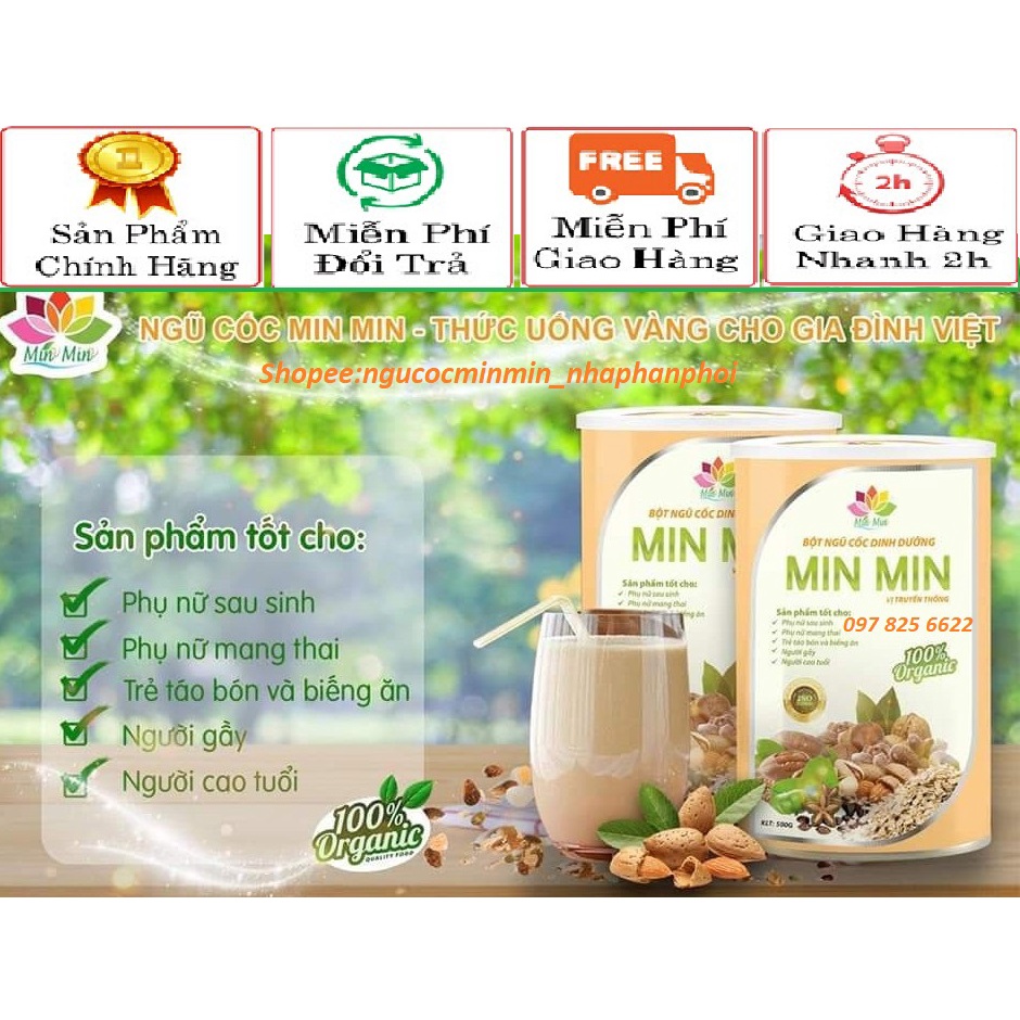 Kích Sữa Cao Cấp Ngũ Cốc MinMin 1,5Kg (3 hộp ngũ cốc mẫu mới 29 loại hạt )[-25% COMBO]