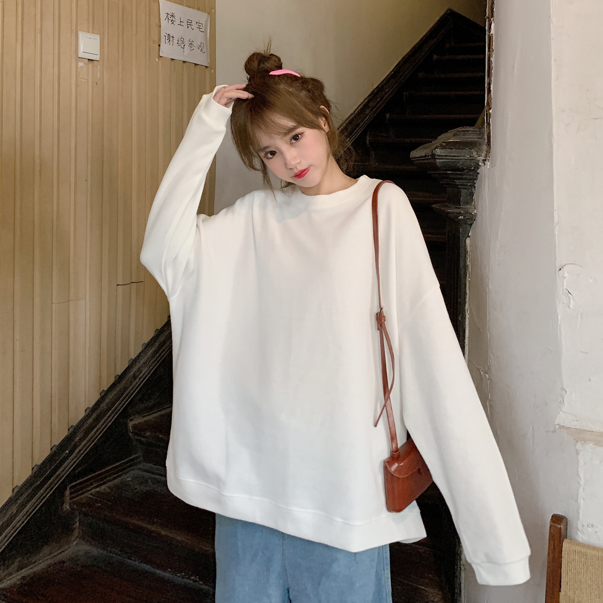 Áo Sweater Tay Dài Phong Cách Hàn Quốc Dành Cho Nữ Oversize