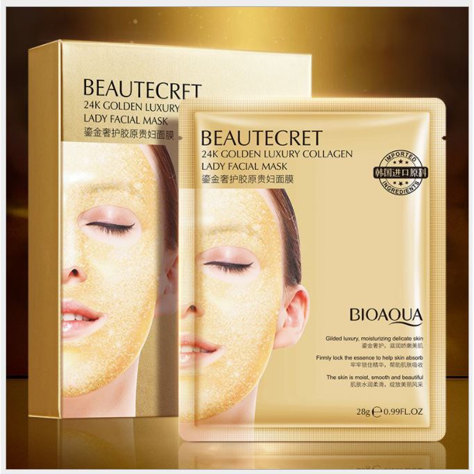 Mặt nạ Thủy Tinh Vàng Bioaqua 24k Golden Luxury Collagen Lady Facial Mask 28g