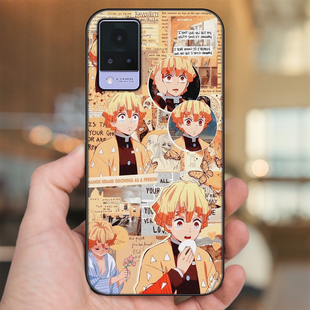 Ốp lưng Vivo V21 viền đen in hình Zenitsu Kimetsu no Yaiba