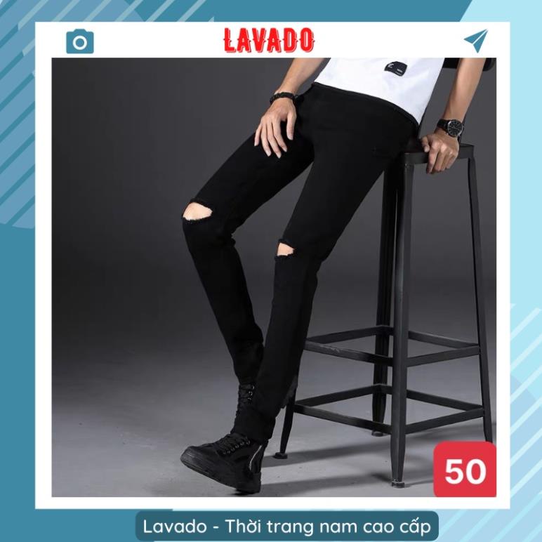 Quần jean nam rách gối đen trơn chất bò cao cấp co dãn 4 chiều đẹp from dáng skinny Q1 !