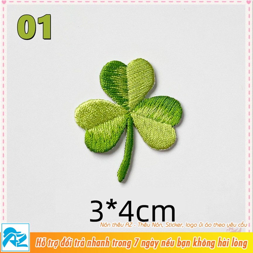 Miếng ủi thêu hình cỏ 3 4 lá dễ thương - Patch vải S505