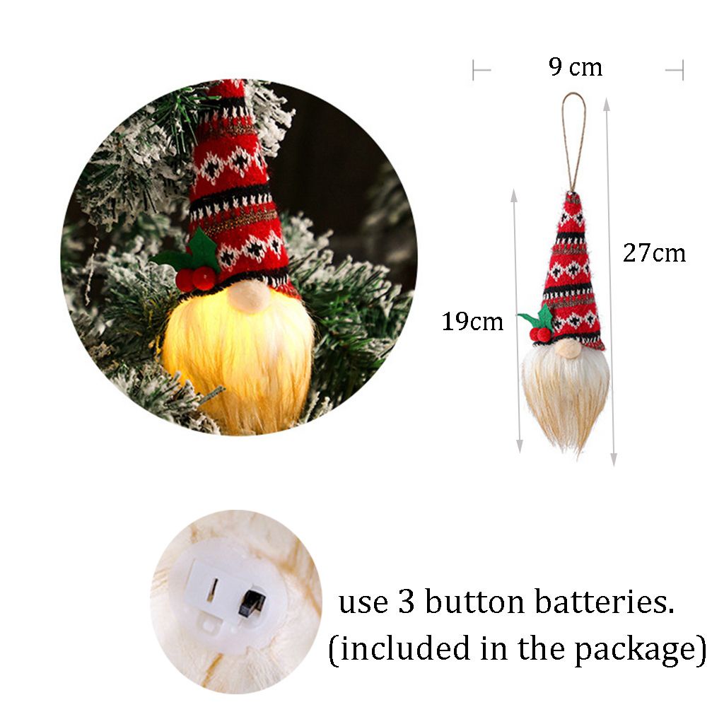 EXPEN 1 pcs Gnome Doll Lightweight Hanging Faceless Doll Christmas Ornament Cute Home Decor Fashion Large Crafts Glowing Xmas Tree Decorations/Multicolor