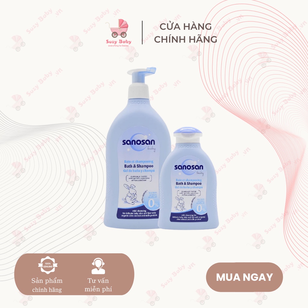 Sữa tắm gội dịu nhẹ Sanosan chiết xuất olive hữu cơ dung tích 200ml/500ml
