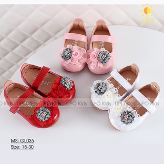 Giày búp bê bé gái đính hoa phong cách Hàn Quốc - GL036