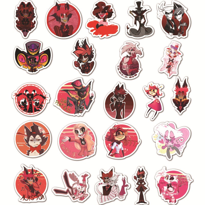 J· Bộ Hình Dán Chống Thấm Hazbin Hotel, 50 tờ/bộ