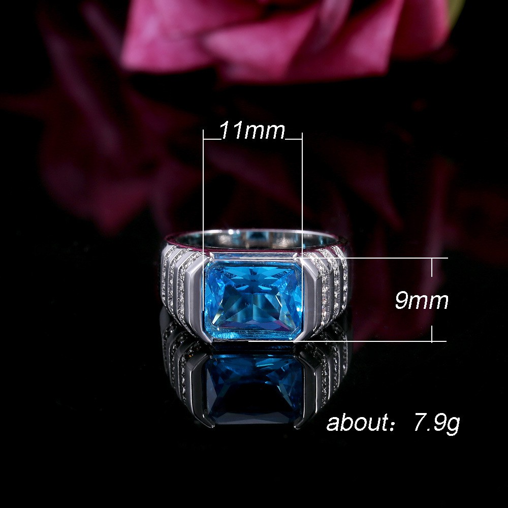 Nhẫn sóng thời trang cho nam và nữ Nhẫn kim cương đá quý xanh