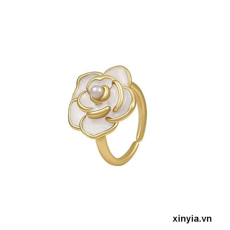 Nhẫn Hở Hình Hoa Trà Phong Cách Mới 2022