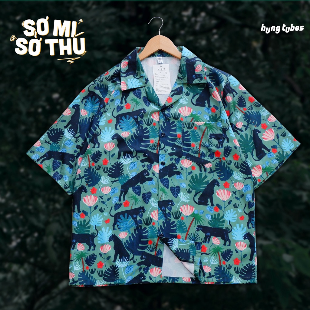 SƠ MI SỞ THÚ họa tiết hoa lá xanh HOTTREND Hungtubes