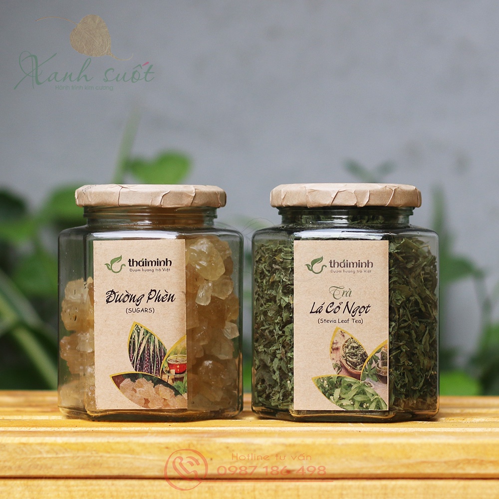 [Thái Minh] Đường Phèn Vàng- Cỏ Ngọt-  Tạo Ngọt Tự Nhiên, Không Hóa Chất- Rock Sugar- Stevia Leaves [Xanh Suốt]